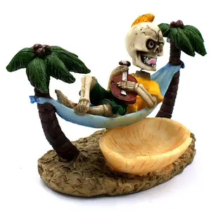 Custom Coconut Tree Ashtray Personalized Cigar Ash Tray Ceramic Creative Resin Sandbeach Ghosts Bone Crafts Skulls Resin Ashtray