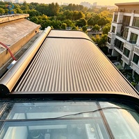 Store banne rétractable électrique en alliage d'aluminium, étanche et isolée en polyuréthane, pour ombrage de toit de cour d'hôtel