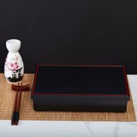 Petite boîte à bento avec couvercle en bois grainé, boîte à lunch à cinq compartiments, boîte à sushi, boîte à lunch pour la restauration rapide