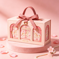 Boîte cadeau rose de luxe à prix d'usine avec poignée, thème carrousel, pour emballage de bonbons et chocolats de mariage
