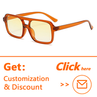 Vente flash Lunettes de soleil tendance à monture carrée surdimensionnée en PC, double pont, style rectangulaire plat, pour femmes et hommes