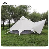 Tente de camping, glamping et safari BOTEEN en toile de coton avec structure en acier galvanisé, imperméable, pour toutes les saisons, deux chambres, type tente cloche