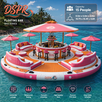 Grand parc aquatique gonflable commercial flottant, île-canapé, bar, quai pour complexe hôtelier, marina, lac - Vente en gros