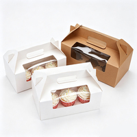 Boîte à cupcakes recyclable et écologique avec poignée, boîte cadeau en carton multi-tailles avec logo personnalisé
