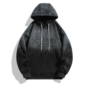 Logo personnalisé pull progressif hommes sans repassage automne et hiver américain rétro manteau à capuche garçons manteau respirant loisirs - Product Image 2