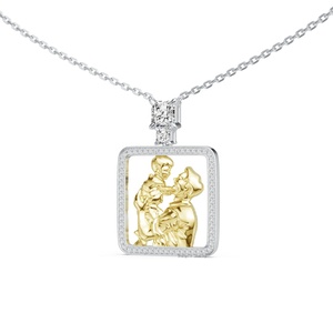 จี้สร้อยคอเงินแท้ 925 ชุบทอง ประดับเพชร CZ ลายคามีโอ แบบสั่งทำพิเศษสำหรับ<span class=keywords><strong>พ่อ</strong></span>และลูก  งานแกะสลัก  ของขวัญวัน<span class=keywords><strong>พ่อ</strong></span> - Product Image 2