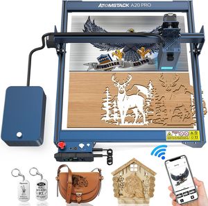 Máquina de Grabado y Corte Láser <span class=keywords><strong>ATOMSTACK</strong></span> X20 <span class=keywords><strong>A20</strong></span> S20 <span class=keywords><strong>PRO</strong></span> <span class=keywords><strong>130W</strong></span> con Kits de Asistencia de Aire, Punto de 0.08 * 0.1mm, Cortadora CNC DIY - Product Image 1