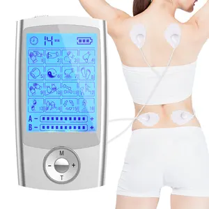 Equipo de fisioterapia de doble canal Tens, máquina transcutánea Tens, electrodos, unidad EMS, masajeador corporal eléctrico de 16 modos
