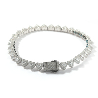 Bracelet Scintillant en Forme de Cœur à Double Rang avec Zircons, Plaqué Or 18 Carats, Bracelet Tennis Cœur Iced Out, Breloques Cadeau pour Femme