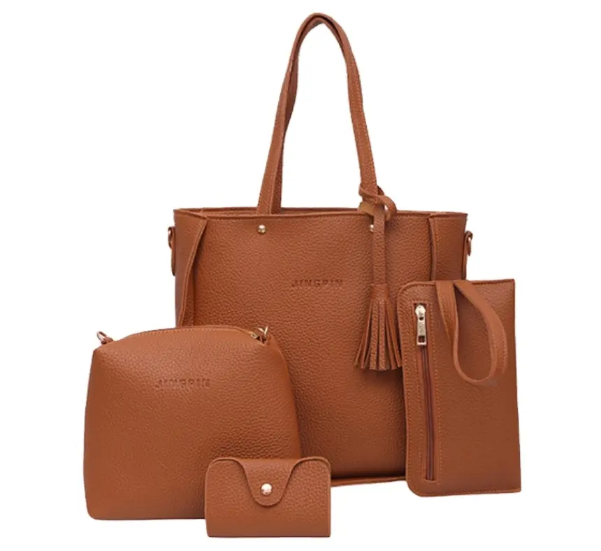 fashion new design cheap women's casual 4-piece leather shoulder handbags