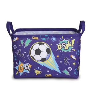 Panier de rangement rectangulaire pliable en coton et lin imprimé football avec poignées pour <span class=keywords><strong>chambre</strong></span> de garçons, organisateur de jouets et de vêtements, vente en gros, personnalisable - Product Image 1