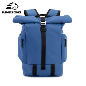 Kingsons Casual <b>Backpack</b> 15 Inches <b>Roll</b> <b>Top</b> Unisex Student Schoolbag Waterproof Wear Resistant - Product Image 2