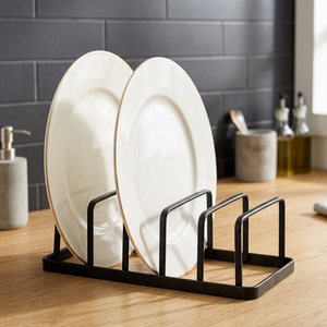 Minimalist Metal <b>Plate</b> Rack <b>Standing</b> Type Rectangular Single Tier Durable Kitchen Storage Holder for Tableware - Product Image 6