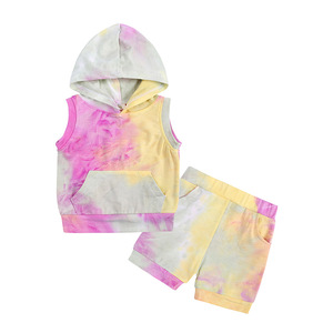Conjunto de Ropa Infantil de Verano con Tie Dye, Conjunto de 2 Piezas con Sudadera con Capucha para Niños y Niñas, Ropa Infantil Unisex, RS01037 - Product Image 3