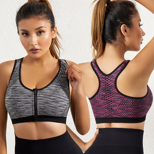 <span class=keywords><strong>Sujetador</strong></span> deportivo sexy personalizable con <span class=keywords><strong>cremallera</strong></span> frontal, top de yoga con diseño de espalda en forma de I, top deportivo para entrenamiento y running con absorción de impactos y efecto push-up - Product Image 1