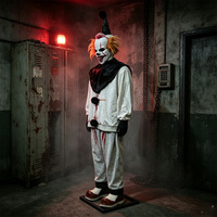 Clown animatronique électrique en acier et plastique durable, accessoire d'horreur pour Halloween, idéal pour la décoration de maisons hantées