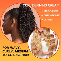 Crème hydratante sans rinçage à l'huile de ricin pour définir les boucles, anti-frisottis, brillance et coiffage pour cheveux secs et bouclés, tous types de boucles