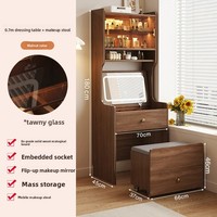 Meuble de maquillage avec miroir LED, coiffeuse haute avec rangements, meuble RTA, fournisseur en gros de meubles d'ingénierie