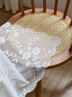 Nappe ronde en dentelle florale transparente, nappe transparente à bord ondulé blanc pour mariage, fête, décoration de salle à manger