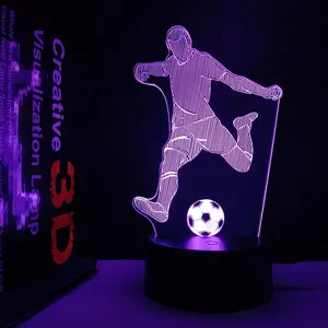 3D gece lambası futbol beyzbol oyun spor tasarımları renk değiştiren uzaktan kumanda optik Illusion lamba çocuklar için Ideal