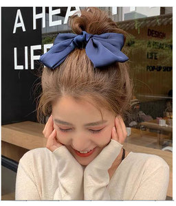 Klip rambut busur besar Satin warna permen klip pegas aksesori rambut klip rambut berbentuk pita dengan ekor panjang dan pita besar - Product Image 5