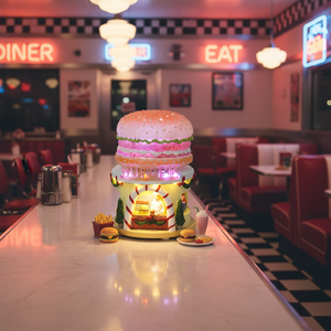 Ornement de Noël LED en résine en forme de burger avec mouvement et 8 chansons de Noël - Décoration cadeau - Product Image 2
