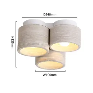 Nordic3-head LED Surface Downlight AC Metal Stone Cover Postmodern Home Slaapkamer Gang Balkon Hotel Wabi Sabi Travertijn - Product Image 4