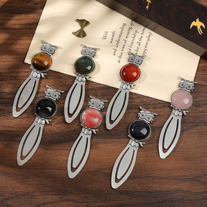 หินธรรมชาติคริสตัลอาเกตวินเทจอัลลอยด์ฝังอัญมณีทำด้วยมือบุ๊คมาร์ค รุ่น 1193 เครื่องเขียน DIY อุปกรณ์การเรียนรู้ - Product Image 4