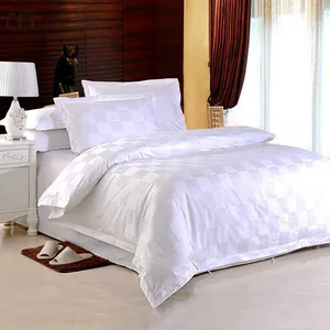 luxury hotel linen supplies size design comforter bedding set jacquard White 100% cotton bedsheet customized bedspread