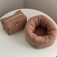 Maßgefertigte Kosmetiktasche aus Gaze-Material mit Großer Kapazität, Langlebig, Handgefertigt, mit Reißverschluss, Umweltfreundlich, für Babyhygiene, Personalisierbar