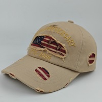 Gorra de Béisbol de 6 Paneles de PVC Bordada, Estilo Vintage Desgastado, con Visera de Pico de Pato, Edición 250 Aniversario de Estados Unidos, Ajustable