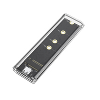 Caja para SSD M2 NVME, carcasa de aluminio transparente, USB3.1 tipo C, 501-600 MB/s de lectura, 401-500 MB/s de escritura, LED para ordenador portátil