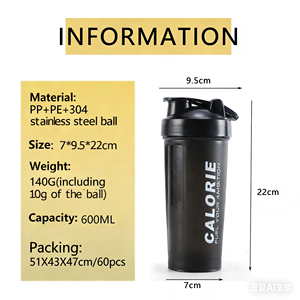 Bouteille <span class=keywords><strong>shaker</strong></span> de protéines personnalisée avec logo, 600 ml, en plastique transparent, pour la gym, le fitness, et les boissons personnalisées. - Product Image 5