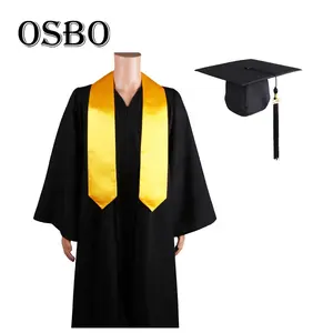 Whosale cheap adult academic college black matte graduation cap gown