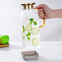 Pichet en verre borosilicate martelé en gros, grande capacité, épais, pour eau froide, compatible cuisinière, théière en verre