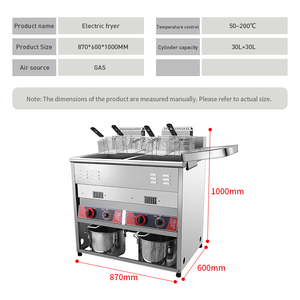 Machine à frites en acier inoxydable 2 réservoirs 2 paniers Friteuse commerciale à chips Friteuse à gaz - Product Image 5