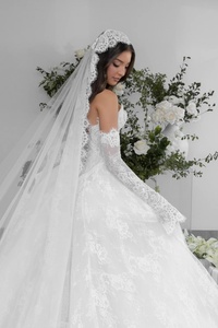 ชุดแต่งงานเจ้าสาว Ruolai HL732 รุ่น <span class=keywords><strong>Princess</strong></span> แบบแยกชิ้น แขนยาว ผ้าลูกไม้ ช่วงเอวทรงบาสก์ - Product Image 4