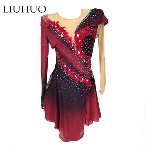 Robe de compétition de patinage artistique sur <span class=keywords><strong>glace</strong></span> pour bébé fille, design personnalisé, en maille rouge pour scène - Product Image 1