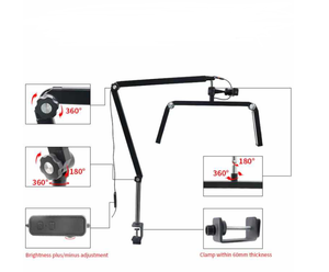 Hot Sale Double LED Clip Lamp Folding Long Arm Dimmable Tattoo <b>Desk</b> Light for Beauty Salon Use - Product Image 3