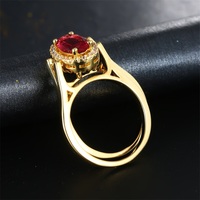 Bagues réversibles uniques à deux faces en argent sterling 925 couleur or avec zircone cubique rouge et noire pour femme
