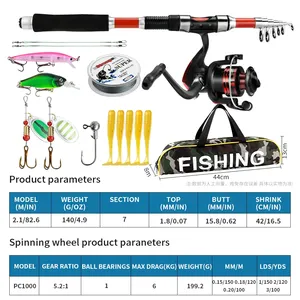 LUSHAZER LUSHAZER <span class=keywords><strong>Canne</strong></span> à pêche télescopique et moulinet Combo Set Kit Ligne Crochets Soft Bait Spoon Crankbait Spinning Reel Lure Bag - Product Image 3