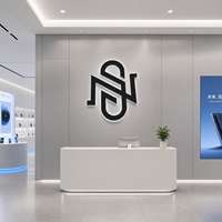 Enseigne logo Halo en acier inoxydable noir mat avec bandes LED rétroéclairées blanc 6500K, étanche IP65, pour publicité et décoration modernes