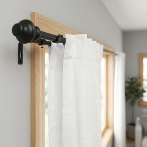 Classic Black <b>Curtain</b> <b>Pole</b> with <b>Finials</b> Round Design Traditional Style 0.75-0.99 Inch Diameter Anti Rust Feature - Product Image 6