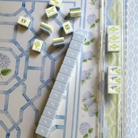 160 tuiles de mahjong en acrylique compatibles NMJL, tuiles de mahjong Hydrangea bleu clair, ensemble de jeu à dos sandwich