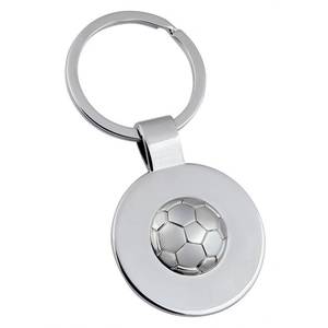 Silver Metal Key Chain With Soccer Ball Design 3D Embossed Football Shape For Sports <b>Fans</b> Gift - Product Image 1