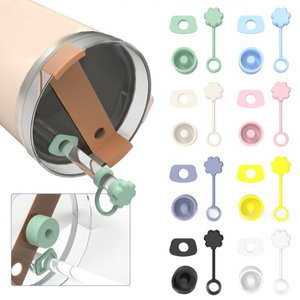 Venta al por mayor flores de silicona Ice King Cup taza de café tapa de paja 30OZ 40OZ Stanley a prueba de derrames tapón a prueba de polvo cubiertas de paja para taza de coche - Product Image 1