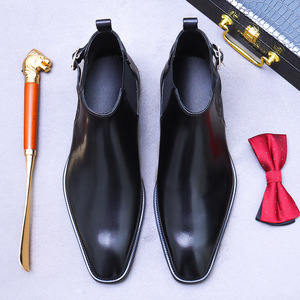Bottes Chelsea montantes en cuir véritable pour hommes, style Oxford, pour le bureau, en <span class=keywords><strong>velours</strong></span>, de haute qualité, vente en gros - Product Image 3
