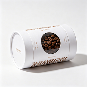 Eco Friendly <b>Paper</b> Canister With Clear Display Window Round Kraft Tube For Coffee Bean Boutique Gift <b>Packaging</b> - Product Image 2