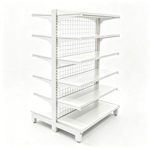 Étagère gondole en acier massif double face avec revêtement en poudre, 5 niveaux, autoportante, personnalisable pour magasin de détail - Product Image 4