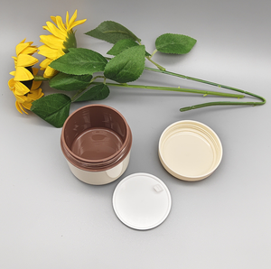 Vente en gros de pots en plastique PP beige à double couche de 100 g, pots à large ouverture, pots cosmétiques vides, pots de reconditionnement, pots pour lotion corporelle - Product Image 2